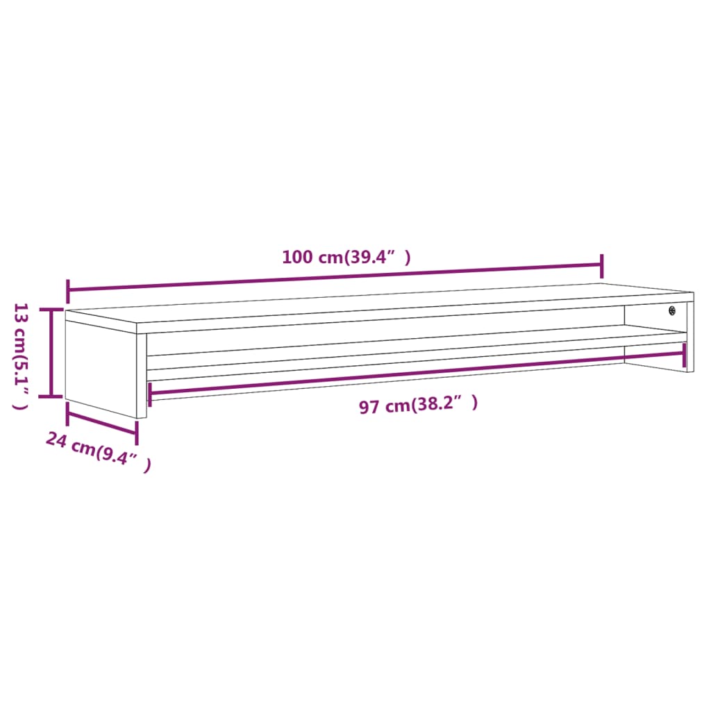 Monitorstandaard 100x24x13 cm bewerkt hout