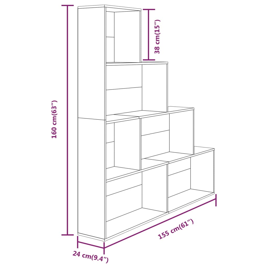 Boekenkast 155x24x160 cm eikenkleurig