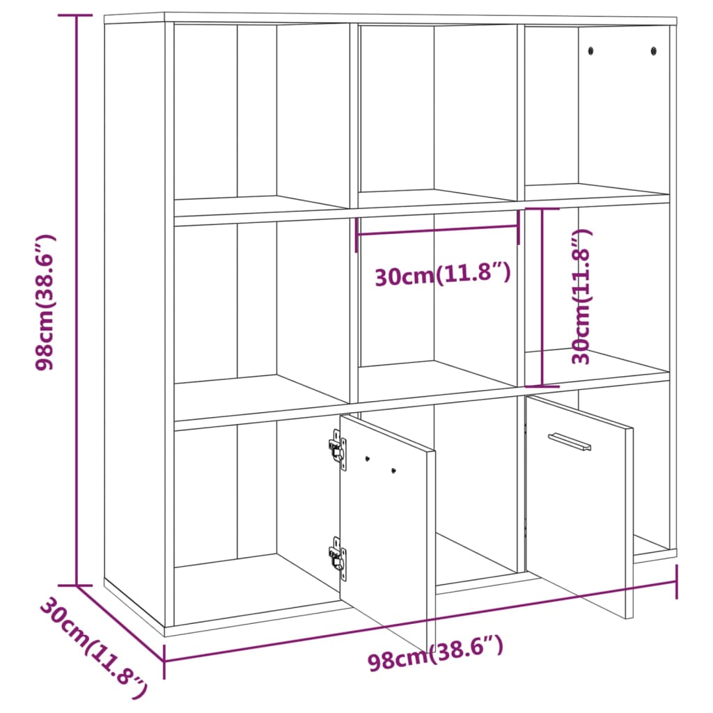 Boekenkast 98x30x98 cm eikenkleurig