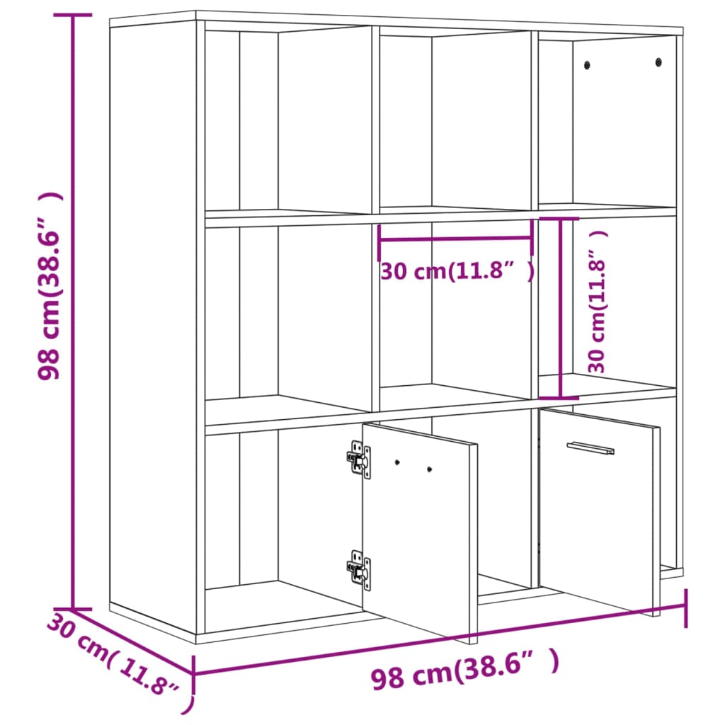 Boekenkast 98x30x98 cm eikenkleurig