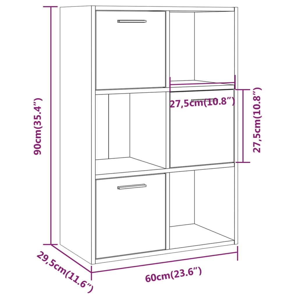 Meuble de rangement 60x29,5x90 cm bois fini