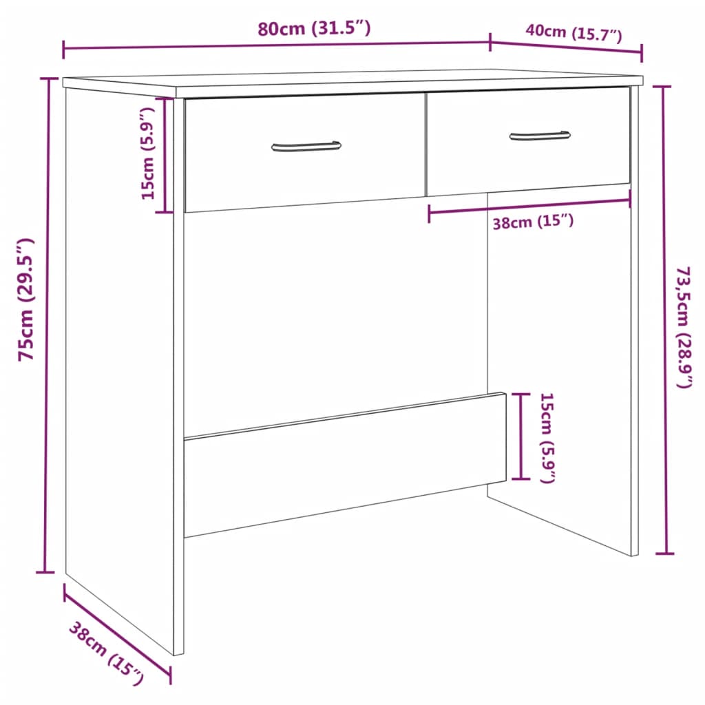 Bureau 80x40x75 cm bewerkt hout