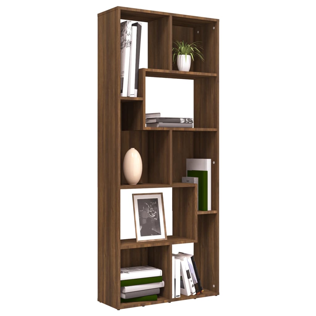 Boekenkast 67x24x161 cm bewerkt hout eikenkleurig