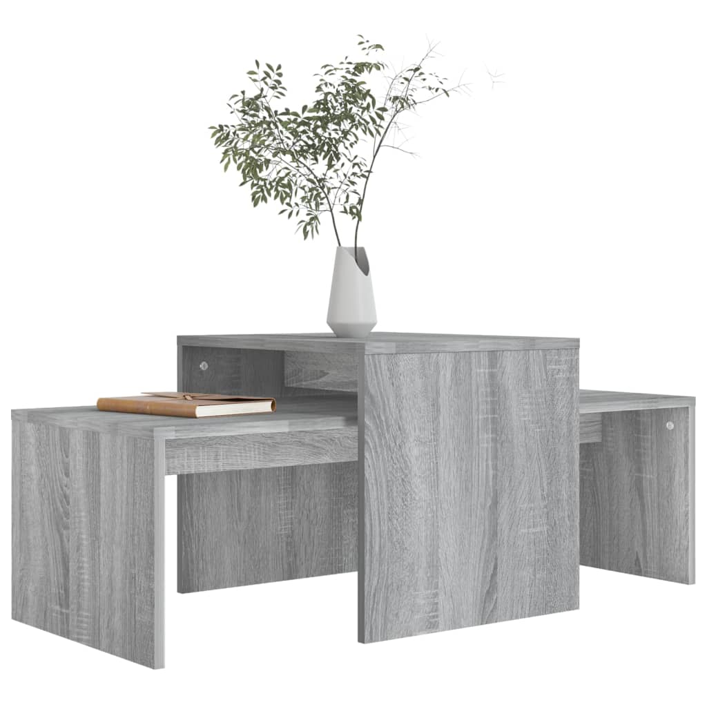 Salontafelset 100x48x40 cm bewerkt hout eikenkleurig