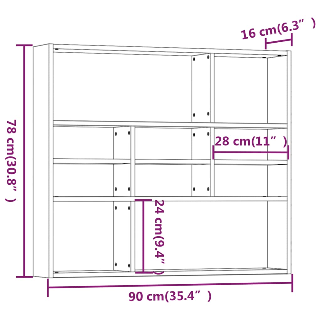 Etagère murale 90x16x78 cm en bois travaillé