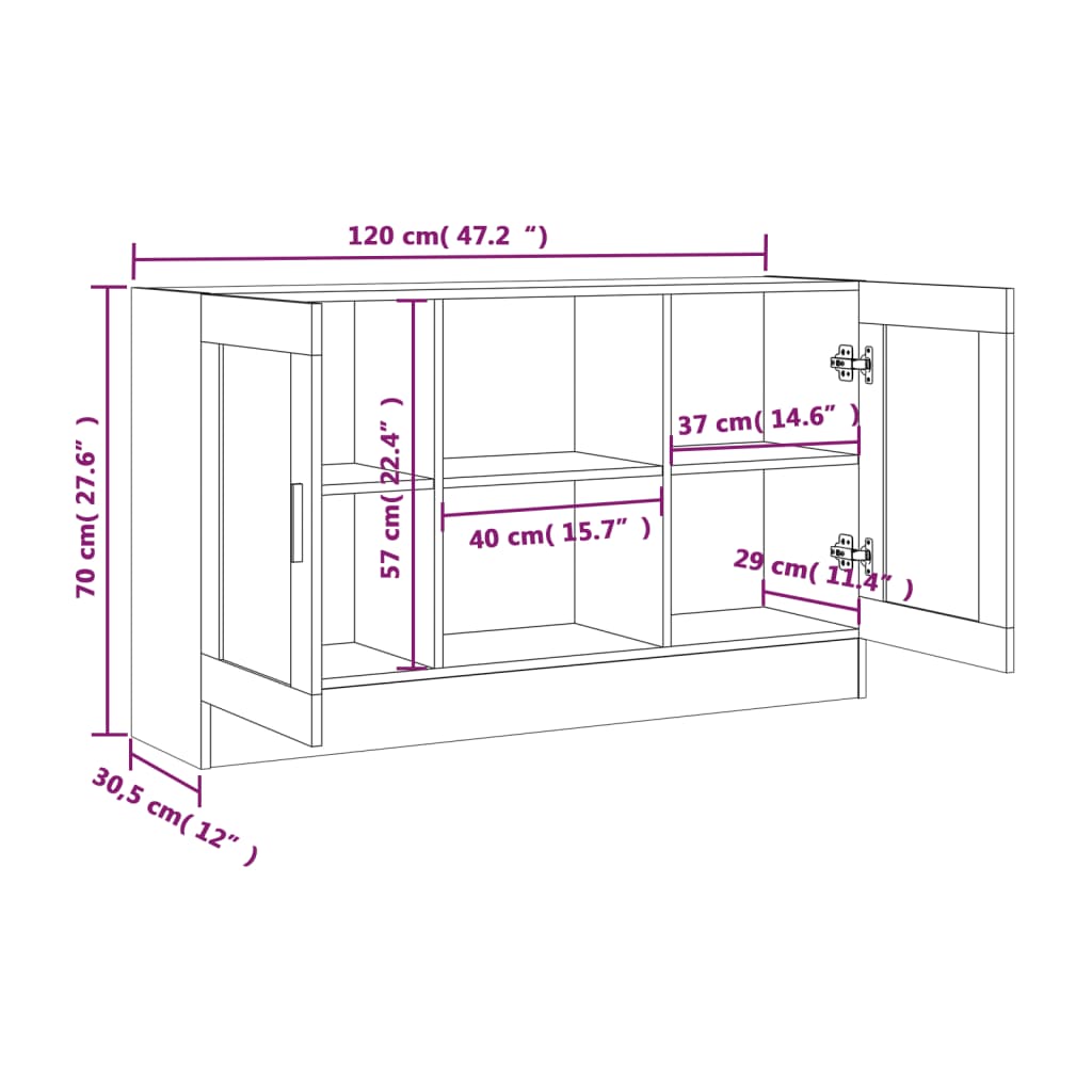 Vitrine 120x30,5x70 cm en bois travaillé