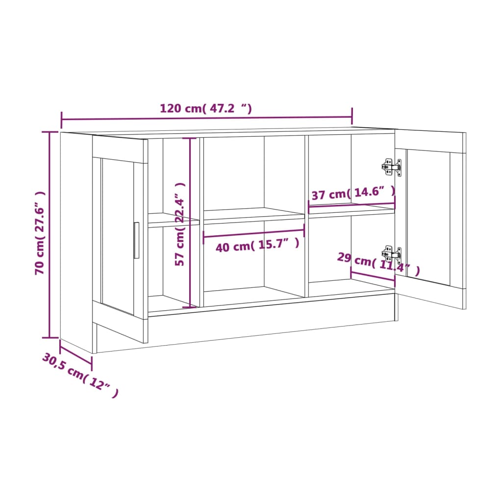 Vitrinekast 120x30,5x70 cm bewerkt hout zwart