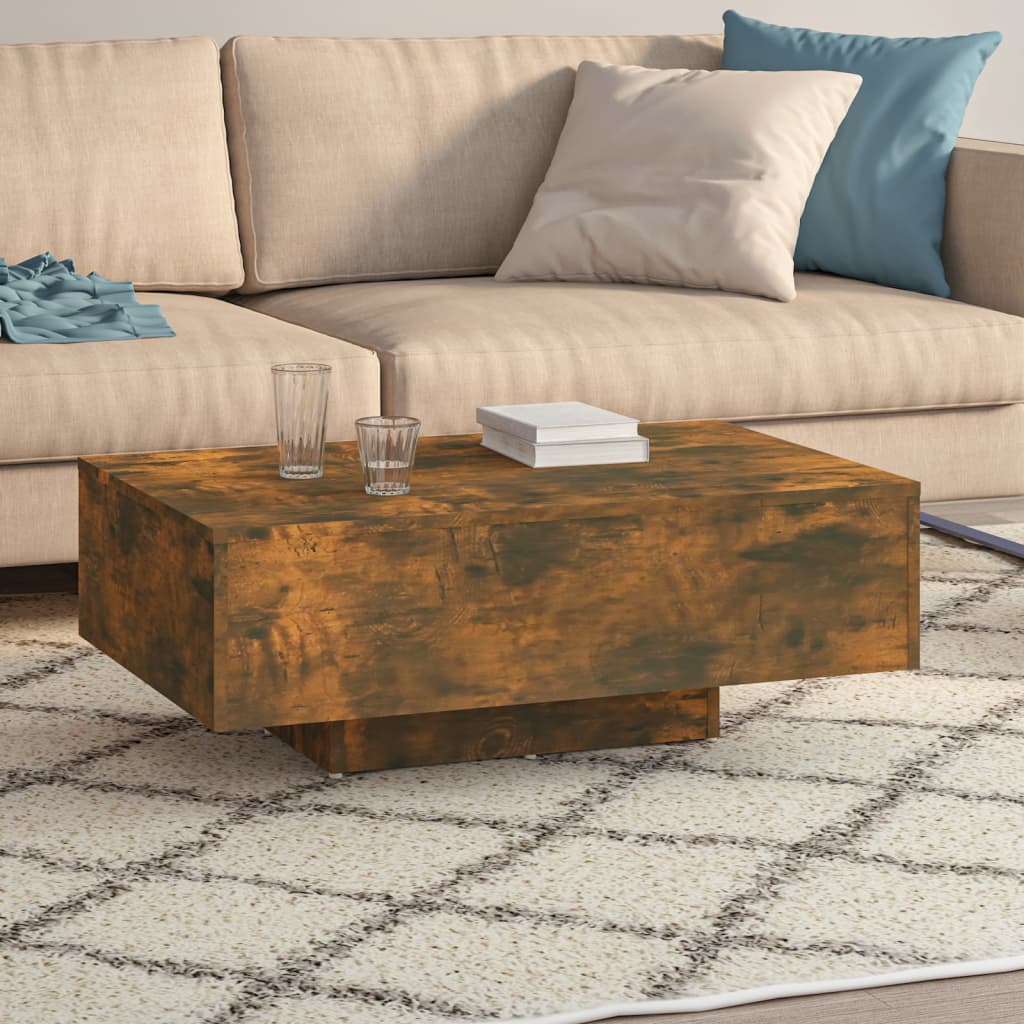 Table basse 100x49,5x31 cm en dérivé du bois, coloris chêne