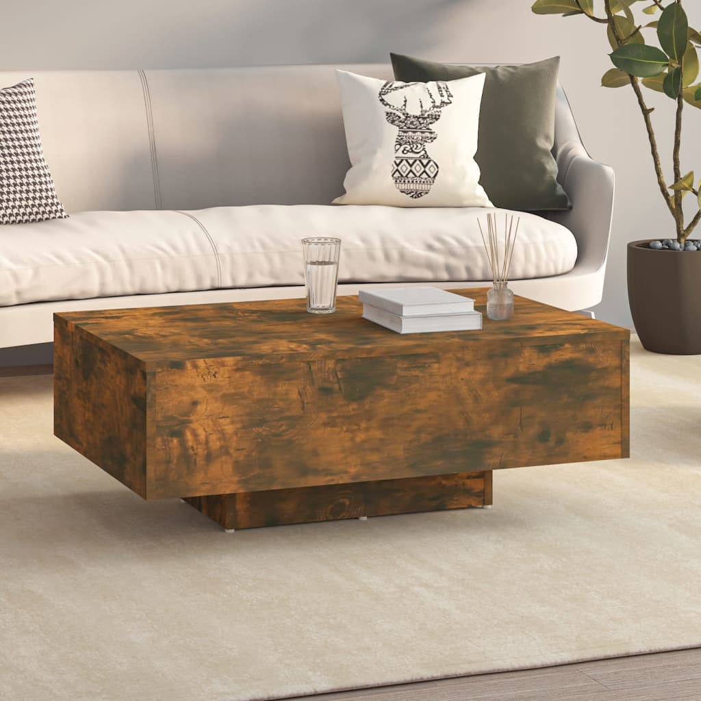 Table basse 100x49,5x31 cm en dérivé du bois, coloris chêne