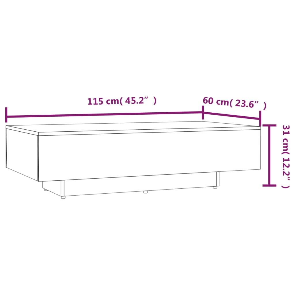 Salontafel 100x49,5x31 cm bewerkt hout eikenkleurig