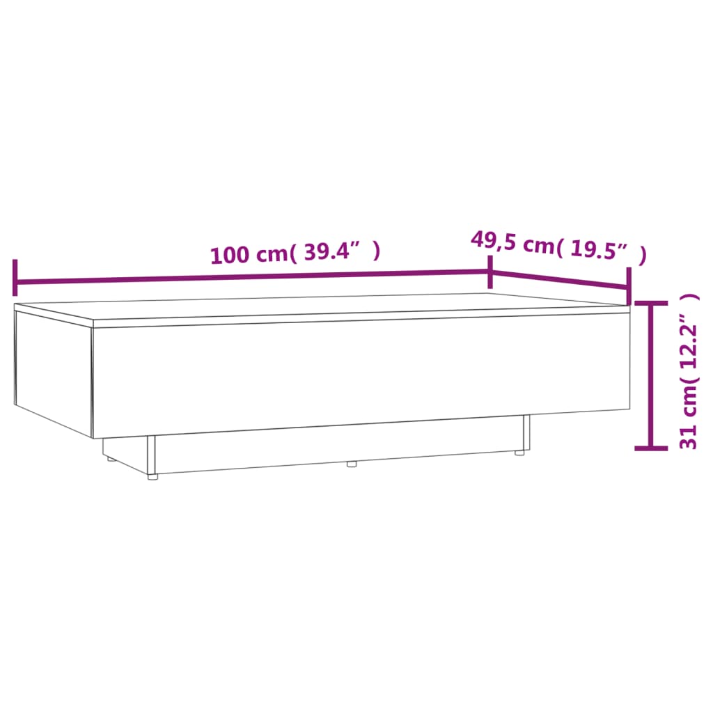 Table basse 80x80x31 cm bois fini, couleur chêne