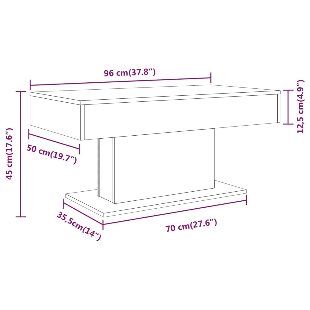 Salontafel 96x50x45 cm bewerkt hout eikenkleurig