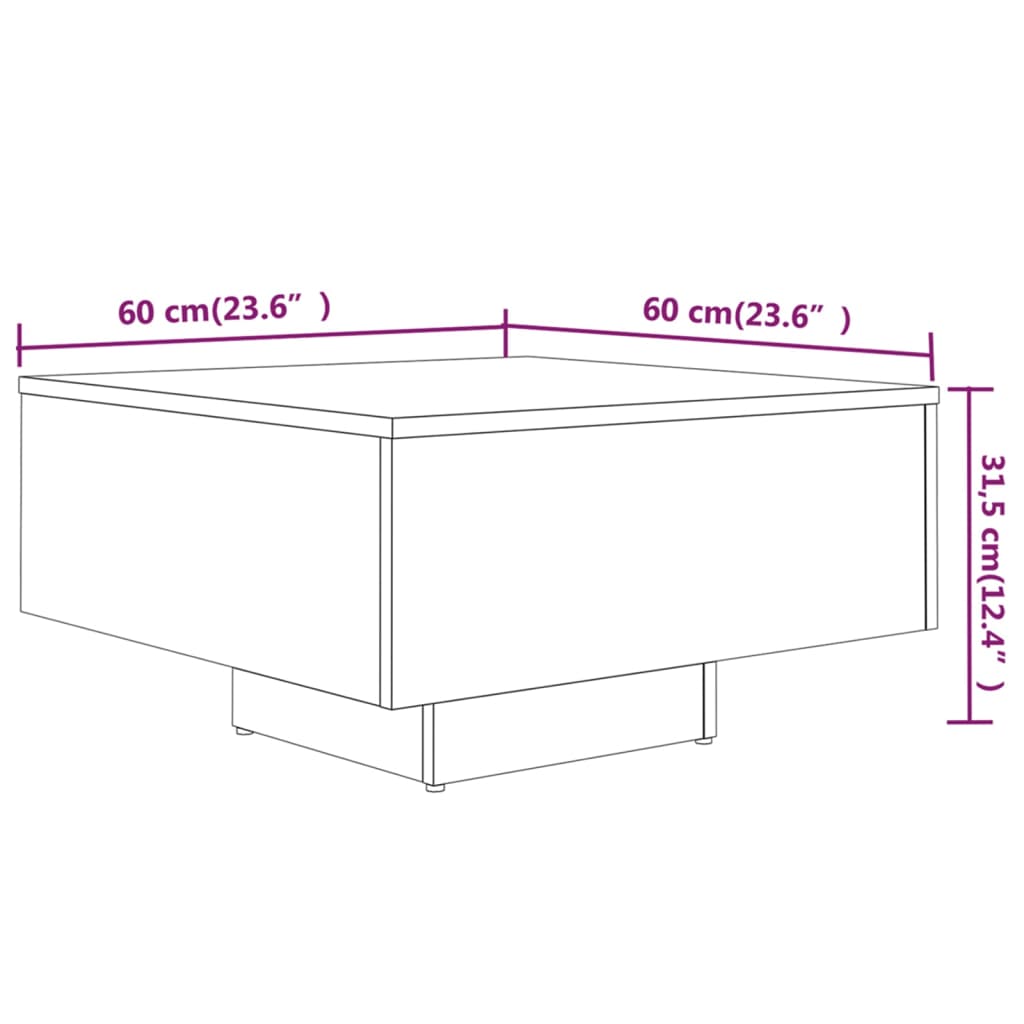 Salontafel 60x60x31,5 cm bewerkt hout eikenkleurig