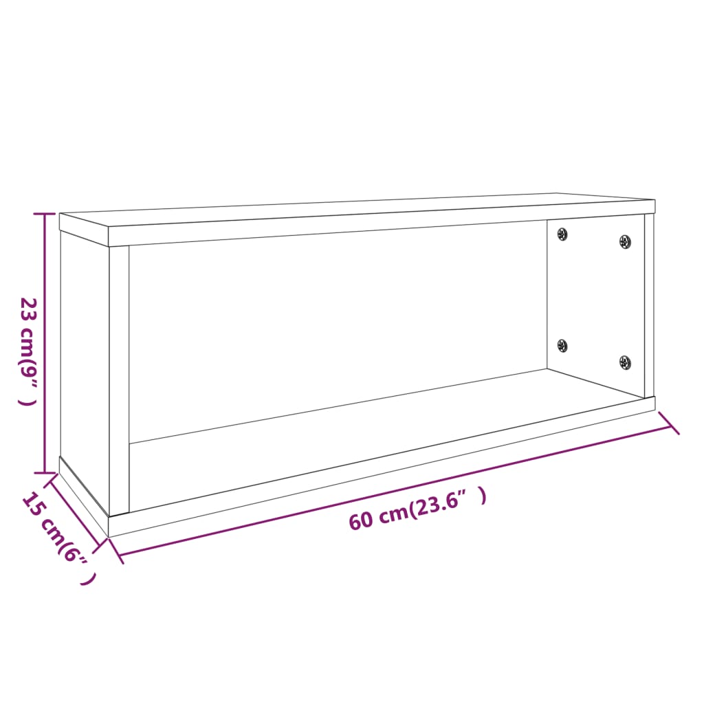 Etagères murales cube 6 pcs 60x15x23 cm bois traité