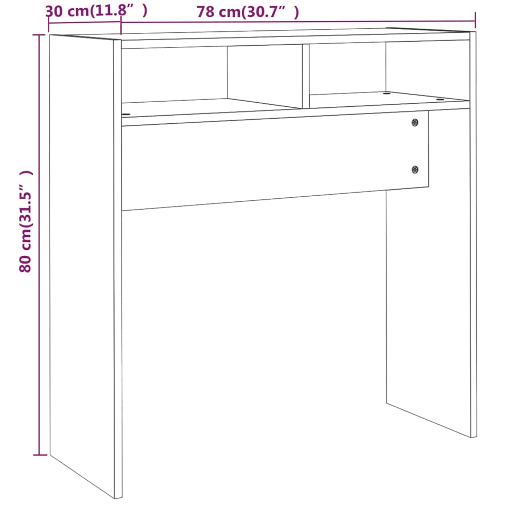 Wandtafel 78x30x80 cm bewerkt hout artisanaal eikenkleur