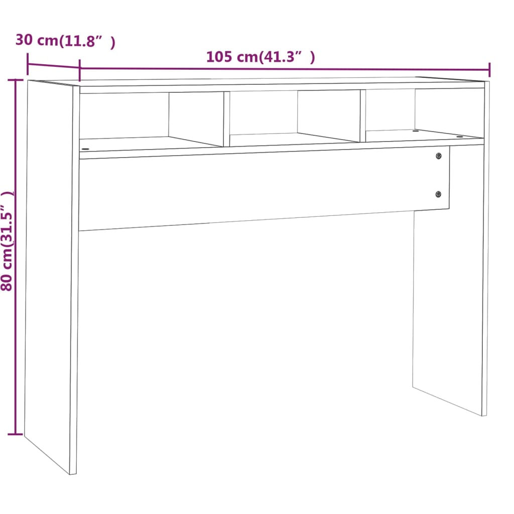 Table murale 105x30x80 cm en bois travaillé