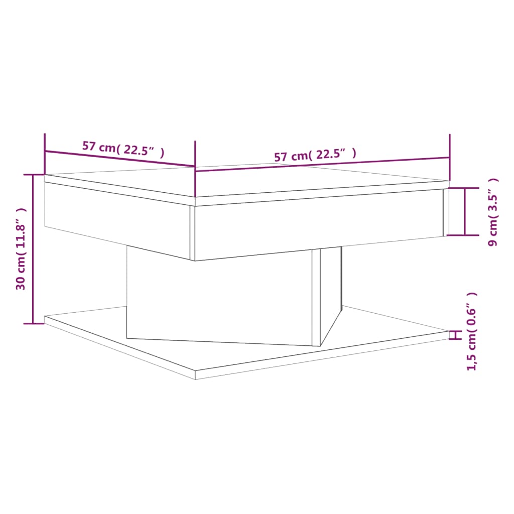 Salontafel 57x57x30 cm bewerkt hout