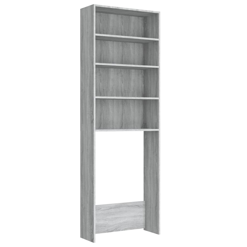 Wasmachinekast 64x24x190 cm wit en sonoma eikenkleurig