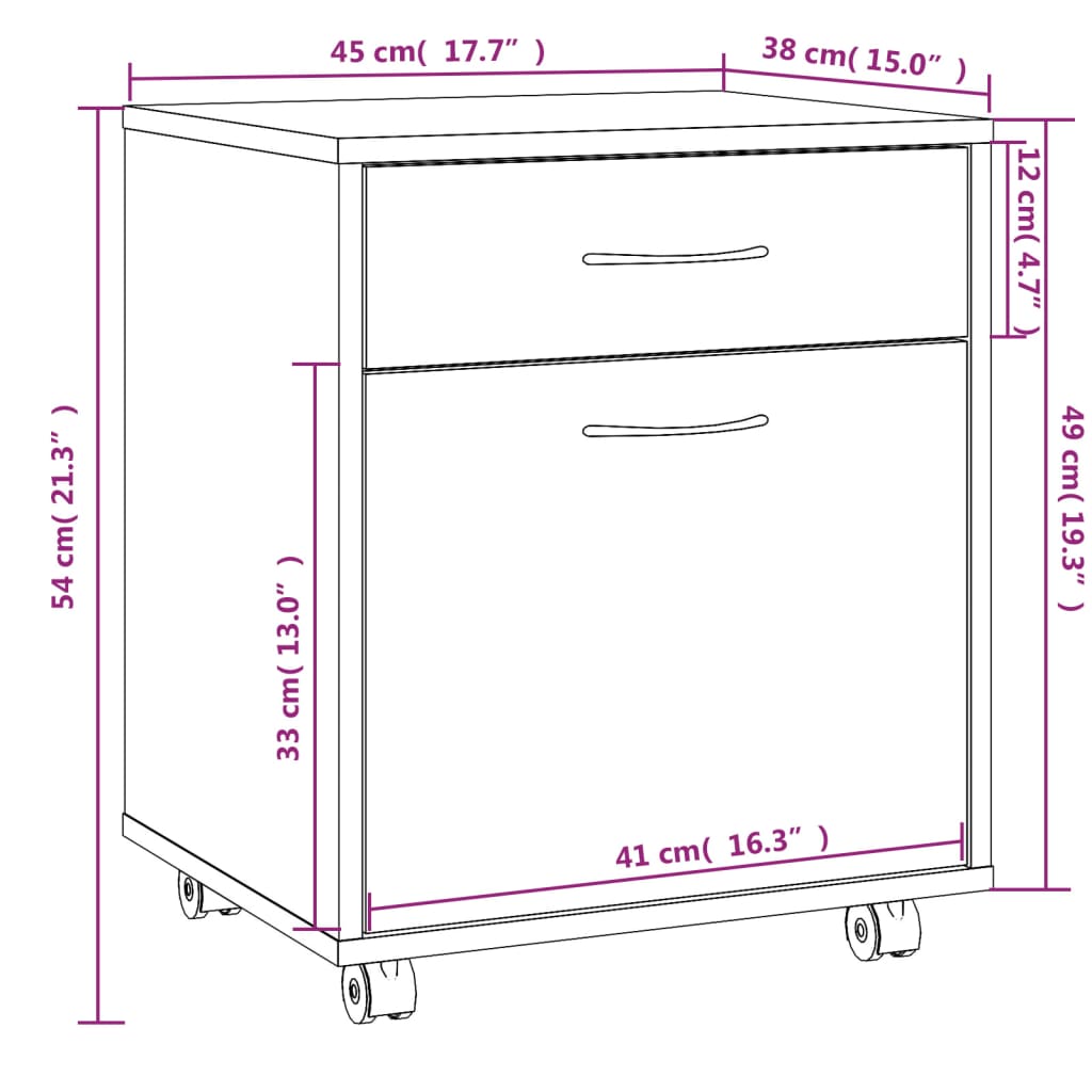 Armoire mobile 45x38x54 cm bois fini