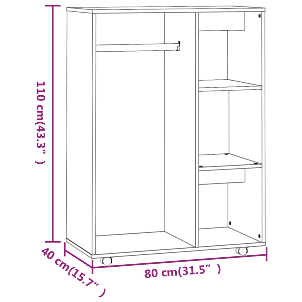 Armoire 80x40x110 cm en bois travaillé