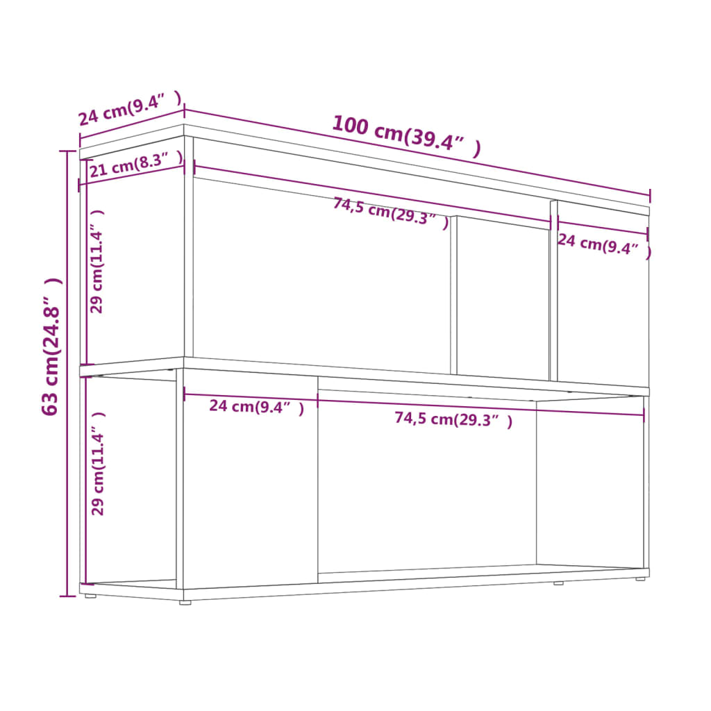 Boekenkast 100x24x63 cm bewerkt hout artisanaal eikenkleur