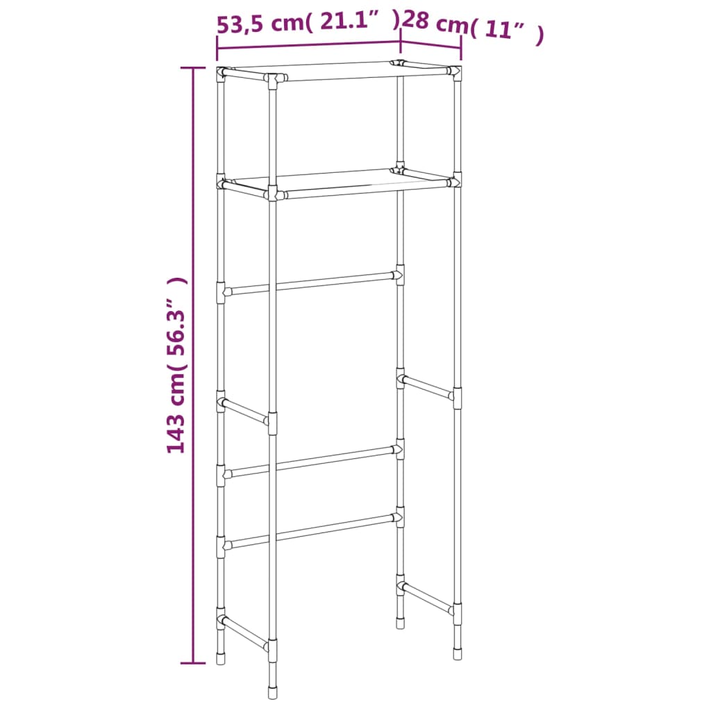 Support de toilette 2 couches 53,5x28x143 cm en fer