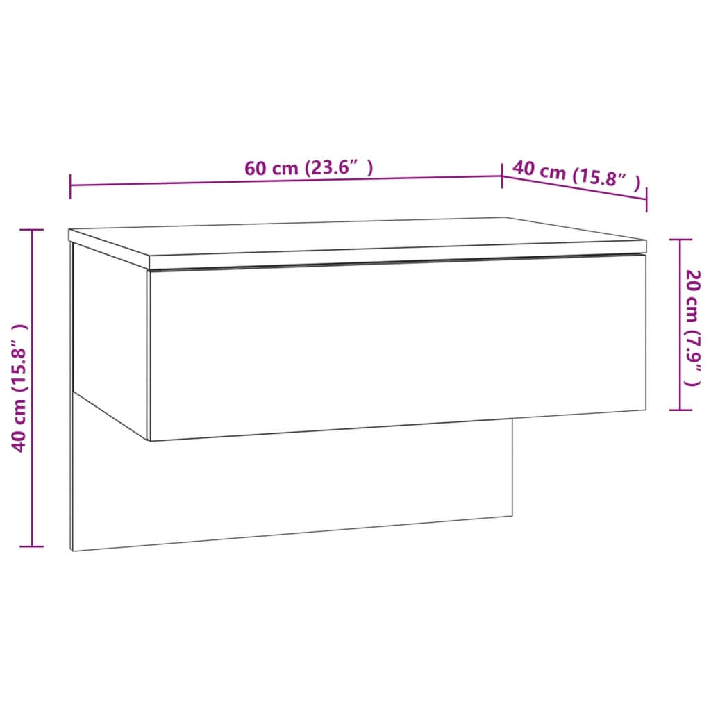 Tables de chevet 2 pcs murales