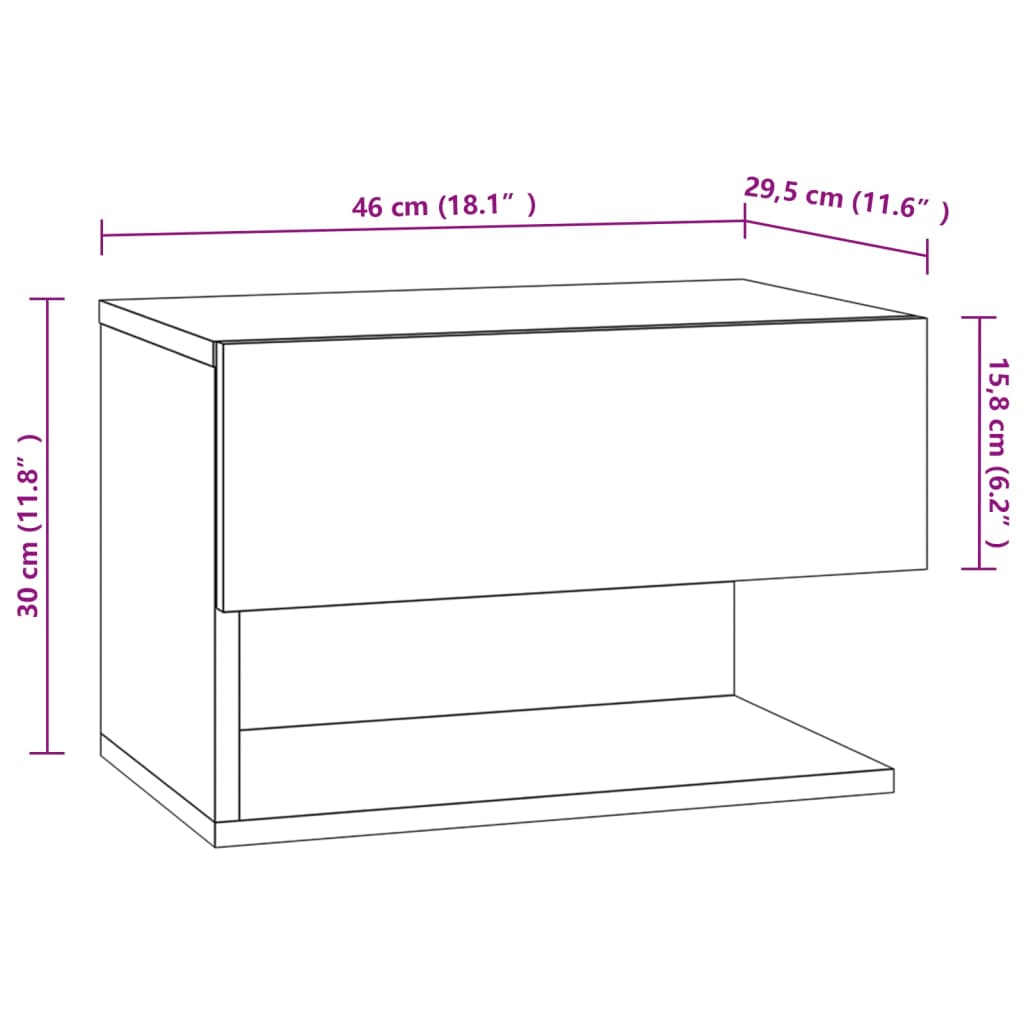 Tables de chevet 2 pcs murales