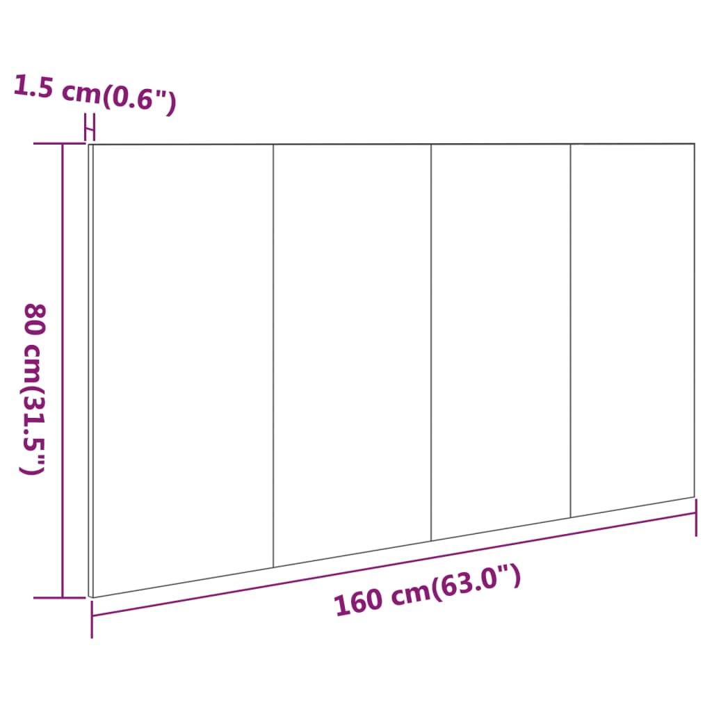 Hoofdbord 160x1,5x80 cm bewerkt hout