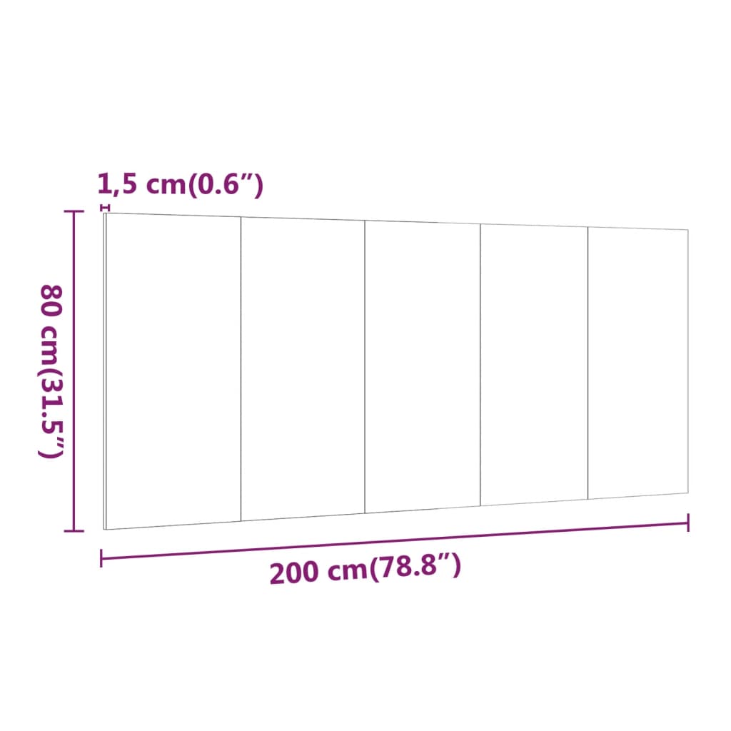 Hoofdbord 200x1,5x80 cm bewerkt hout