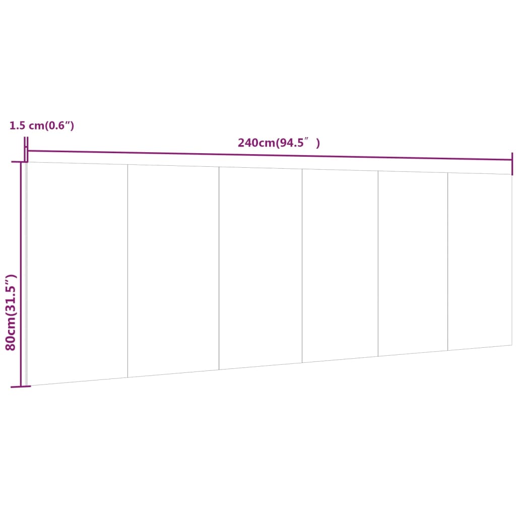 Tête de lit modèle mural 240x1,5x80 cm bois fini