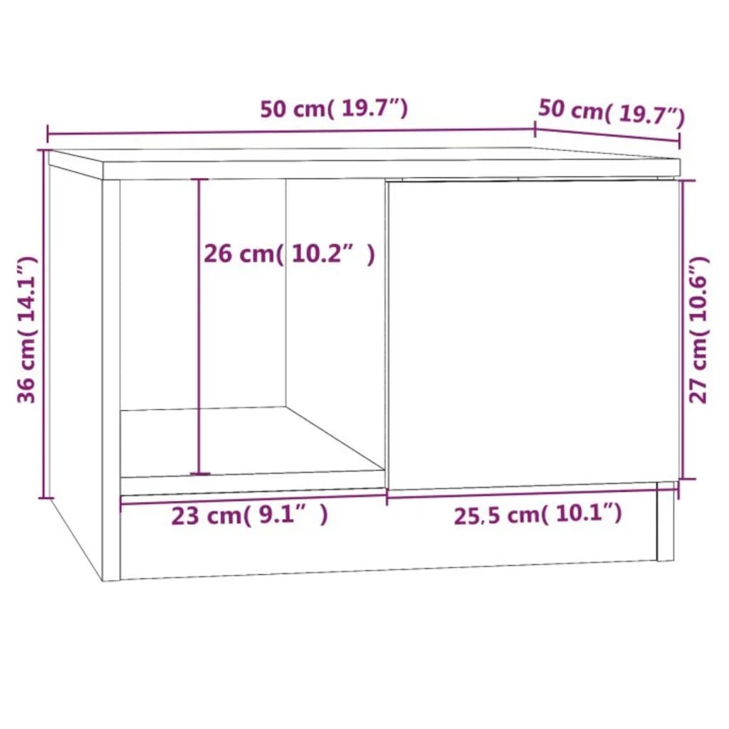 Salontafel 50x50x36 cm bewerkt hout