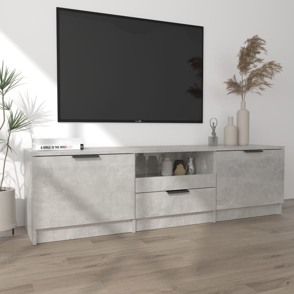 Meuble TV 140x35x40 cm ouvré en bois couleur chêne