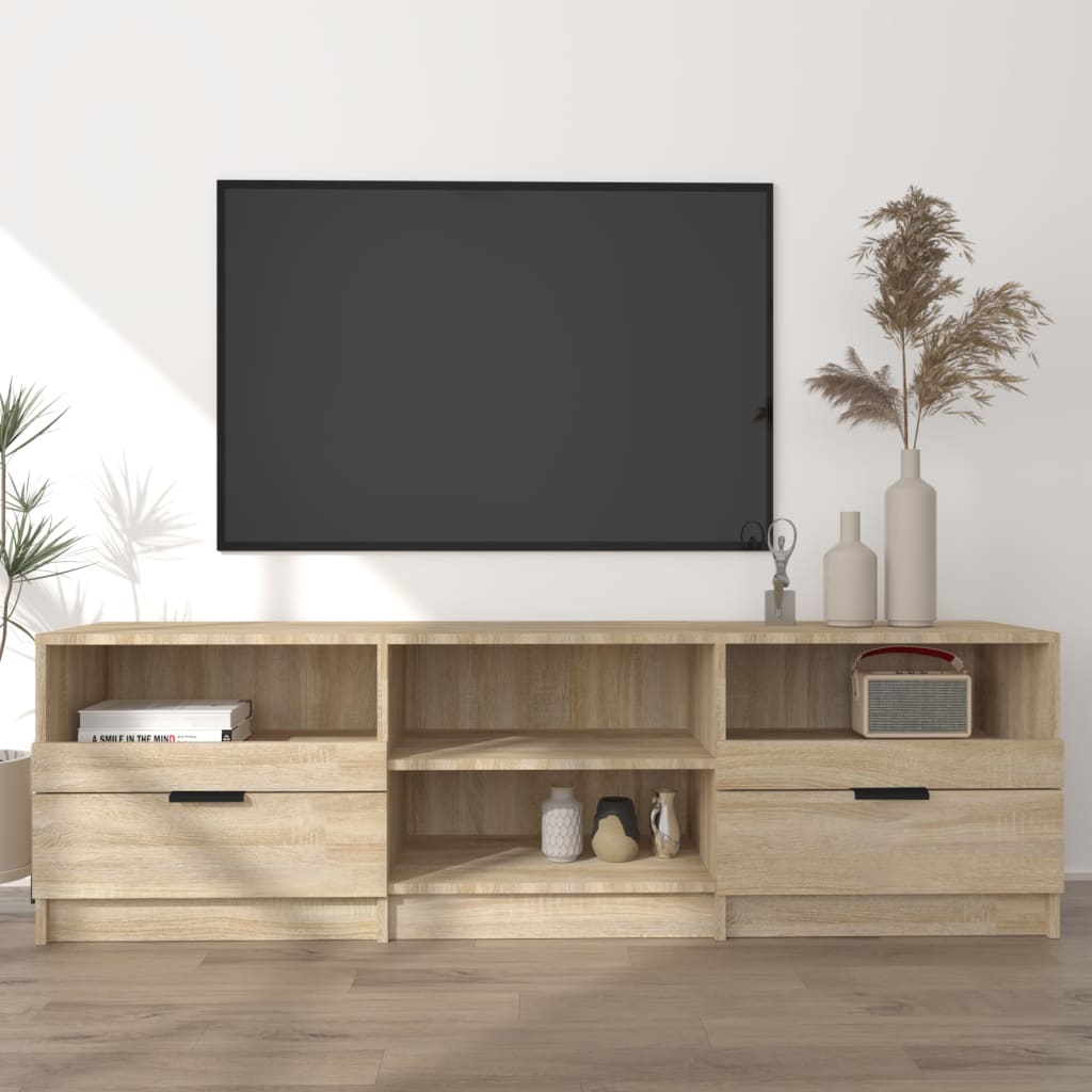 Meuble TV 150x33,5x45 cm ouvré en bois couleur chêne