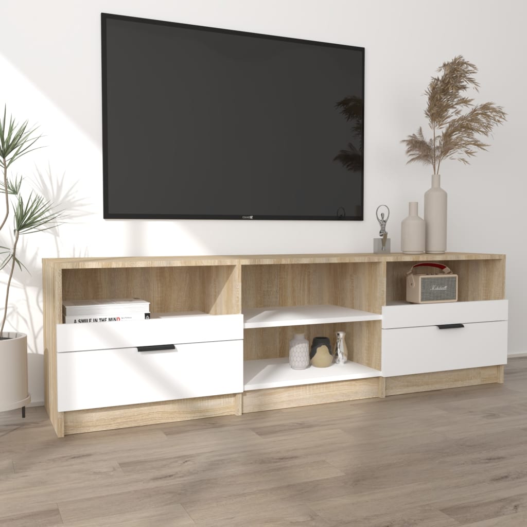 Meuble TV 150x33,5x45 cm ouvré en bois couleur chêne