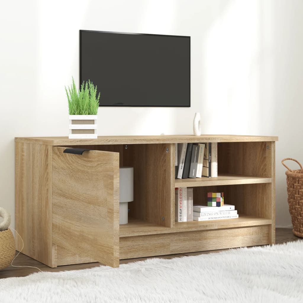 Meuble TV 80x35x36,5 cm en bois travaillé