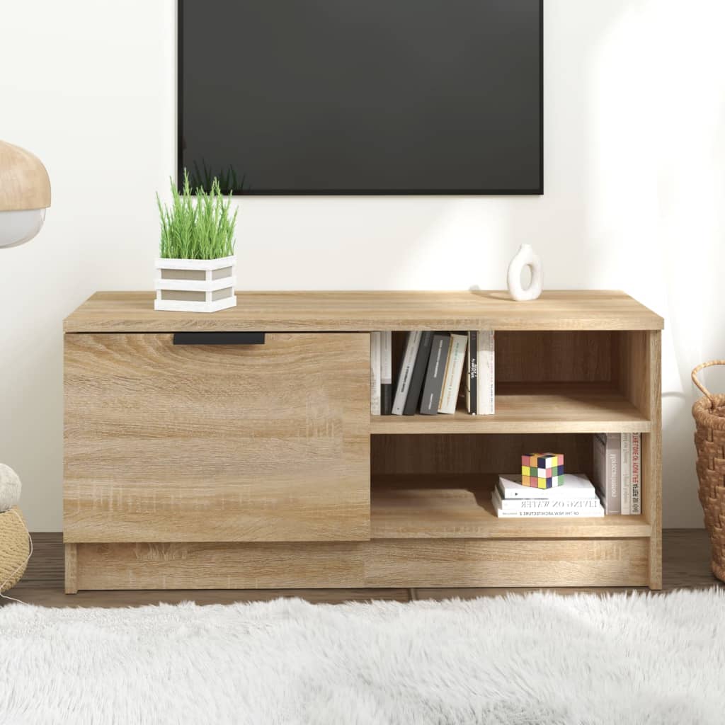 Meuble TV 80x35x36,5 cm en bois travaillé