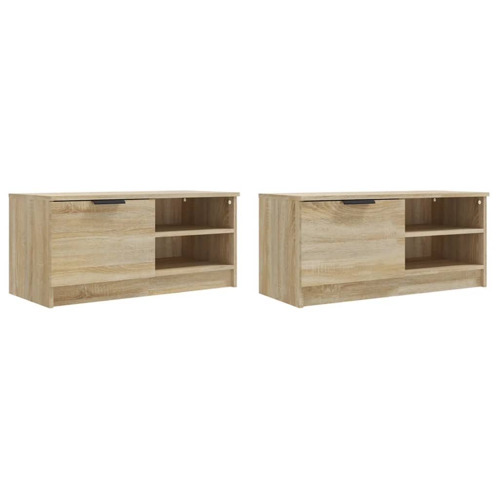 Meuble TV 80x35x36,5 cm en bois travaillé