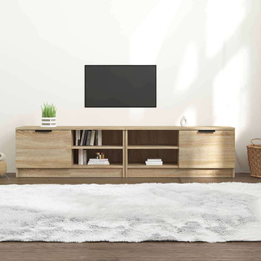 Meuble TV 80x35x36,5 cm en bois travaillé