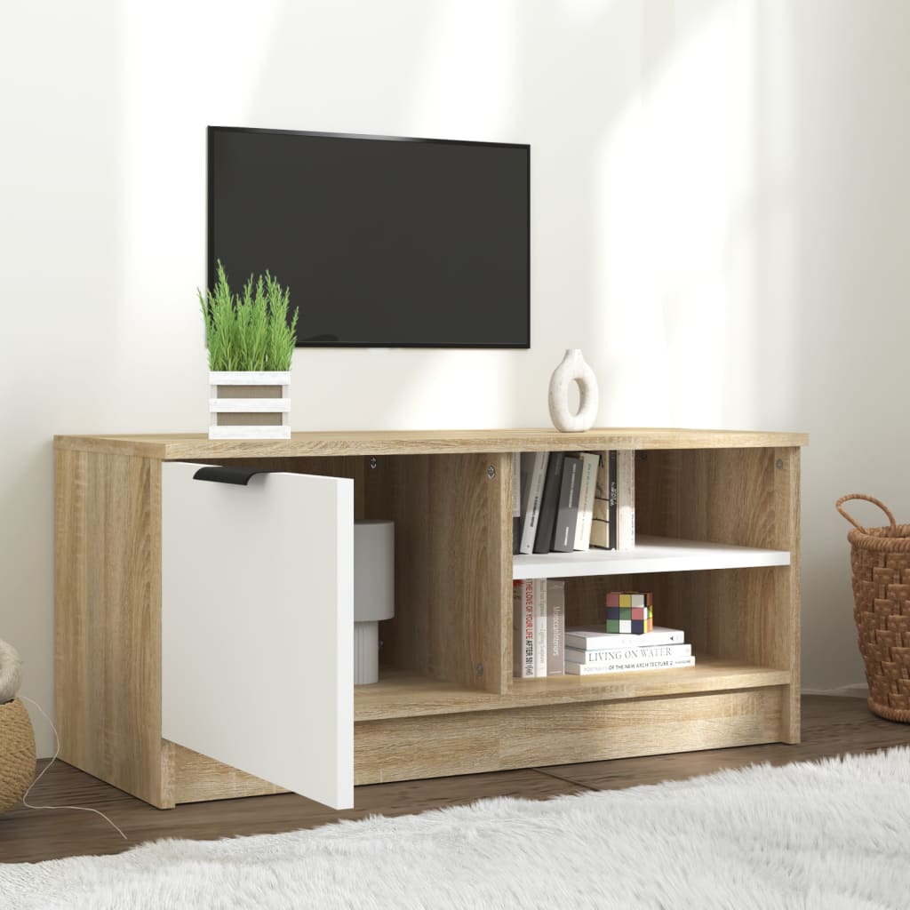 Meuble TV 80x35x36,5 cm en bois travaillé