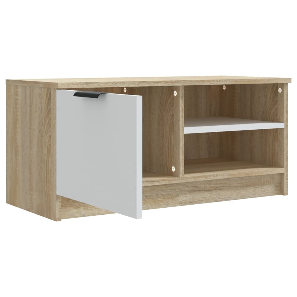 Meuble TV 80x35x36,5 cm en bois travaillé