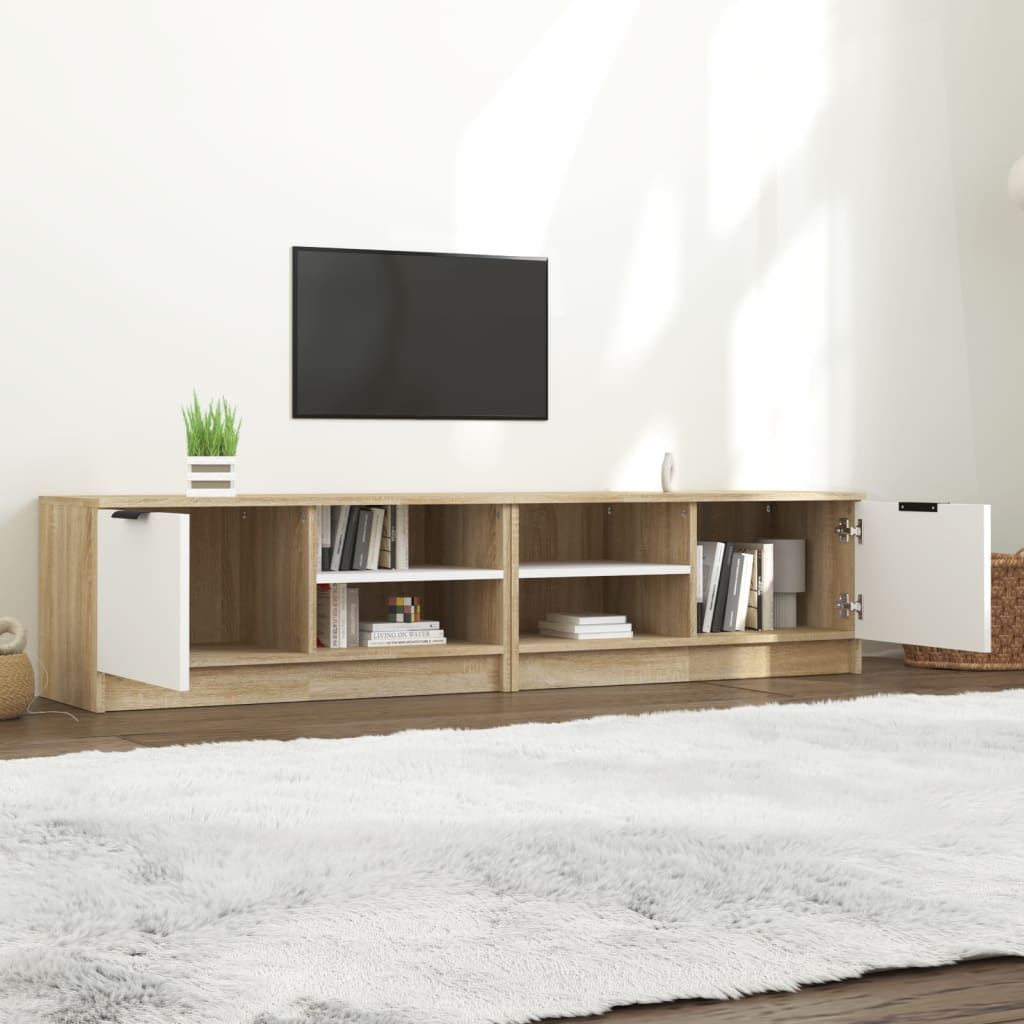 Meuble TV 80x35x36,5 cm en bois travaillé