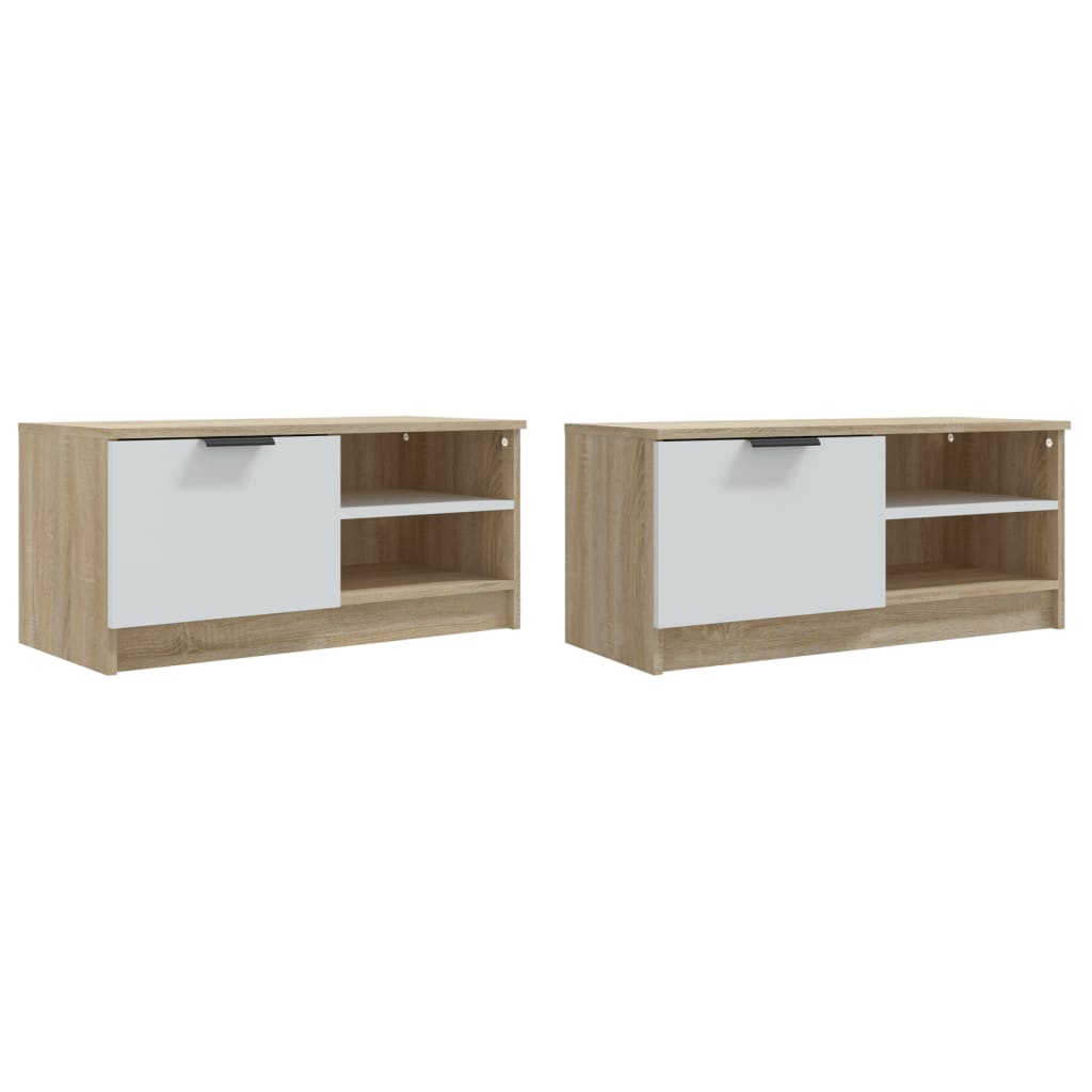 Meuble TV 80x35x36,5 cm en bois travaillé