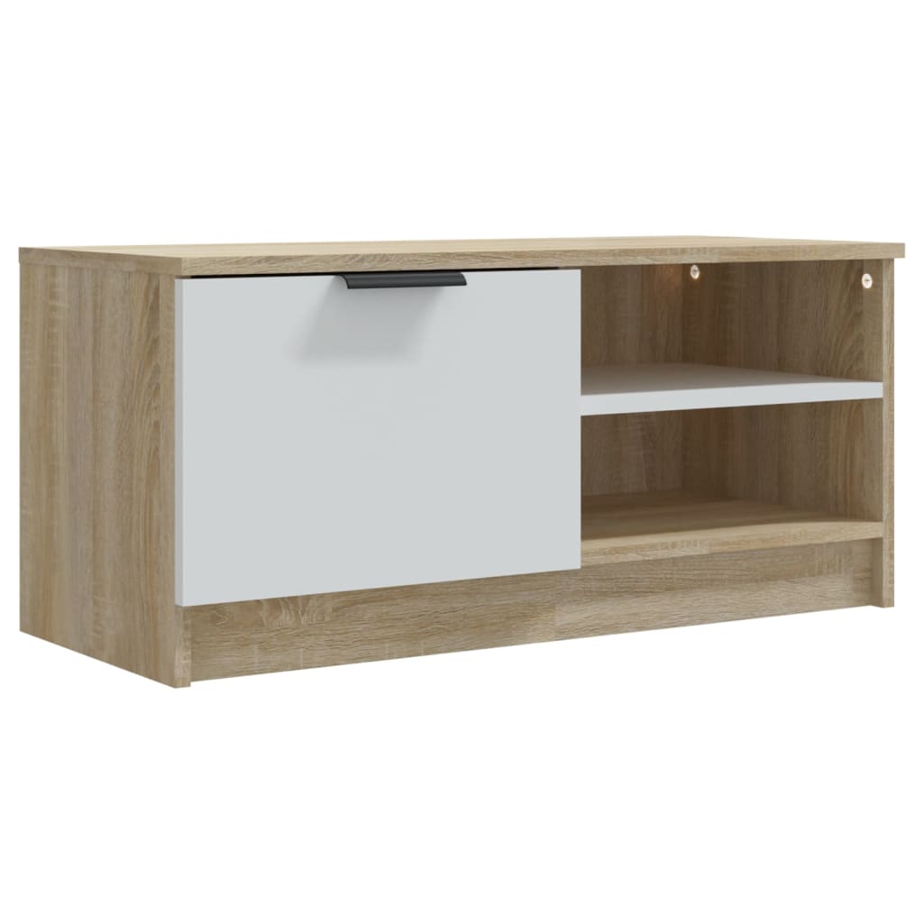 Meuble TV 80x35x36,5 cm en bois travaillé