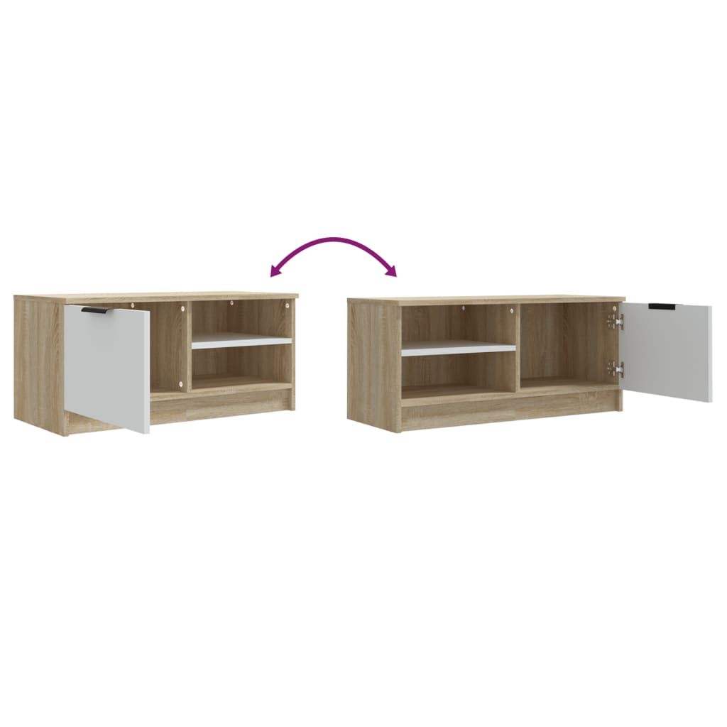 Meuble TV 80x35x36,5 cm en bois travaillé