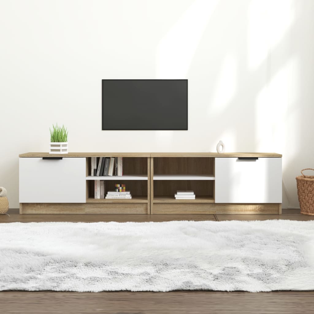 Meuble TV 80x35x36,5 cm en bois travaillé