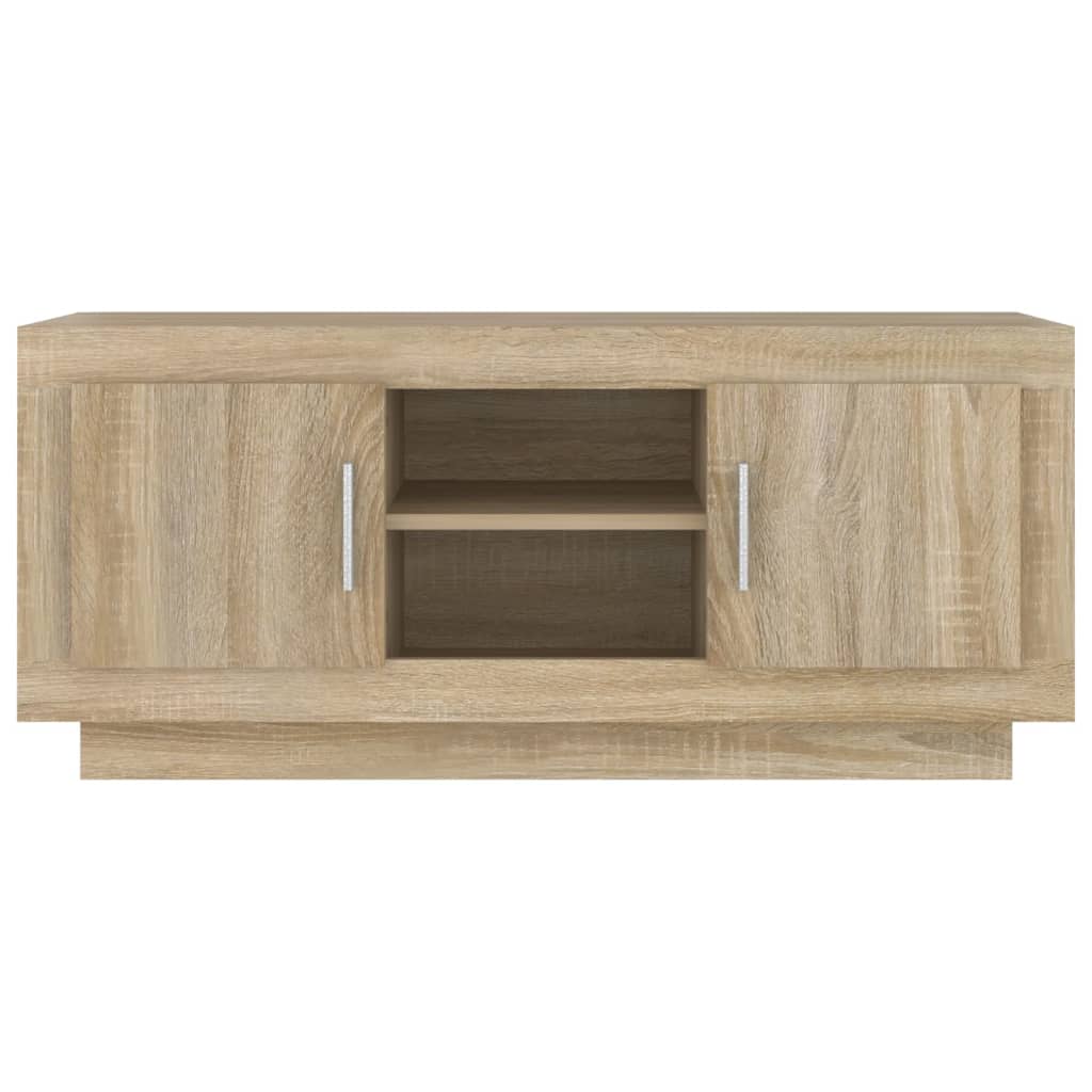 Meuble TV 102x35x45 cm ouvré en bois couleur chêne