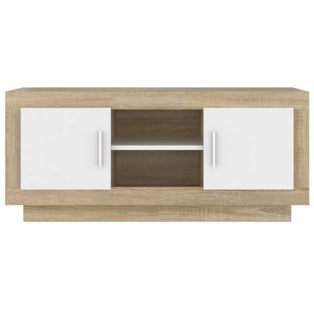 Meuble TV 102x35x45 cm ouvré en bois couleur chêne