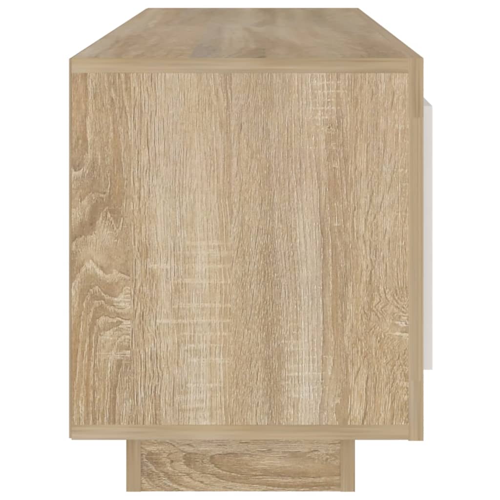 Meuble TV 102x35x45 cm ouvré en bois couleur chêne