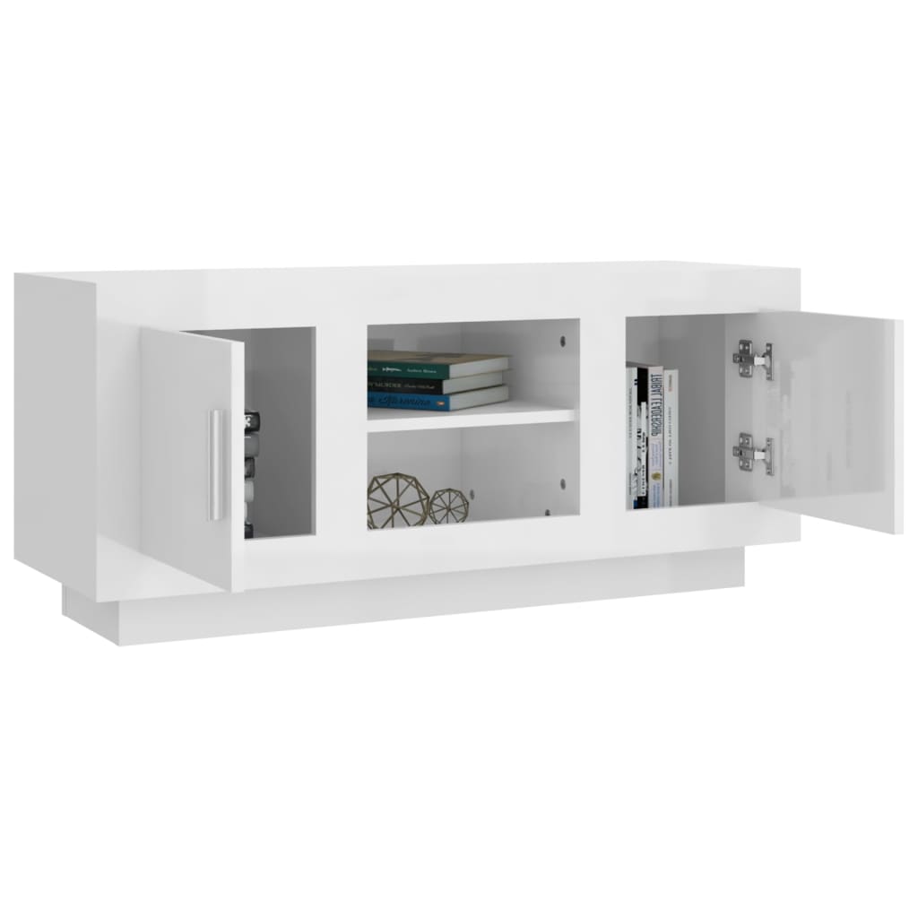 Meuble TV 102x35x45 cm ouvré en bois couleur chêne